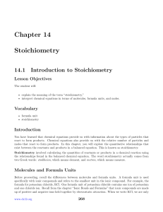Chapter 14 Stoichiometry