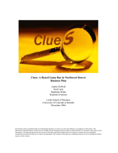 CLUES – BUSINESS PLAN - University of Colorado Boulder