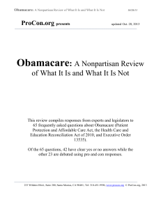 Obamacare: A Nonpartisan Review of What It Is and What It Is Not