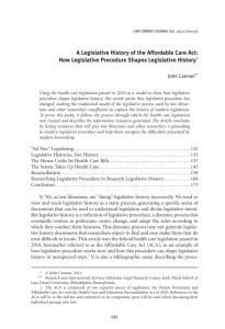 A Legislative History of the Affordable Care Act: How