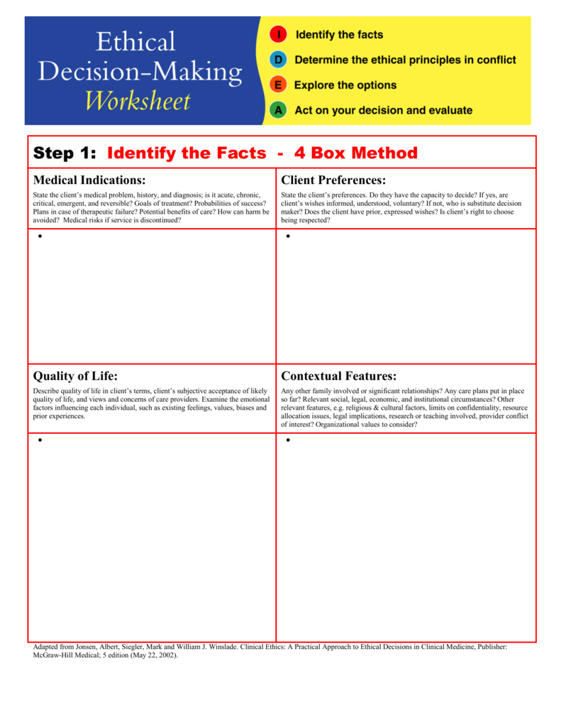 Decision Making Worksheet Dojournalism