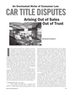 Car Title Disputes - Journal of Consumer & Commercial Law