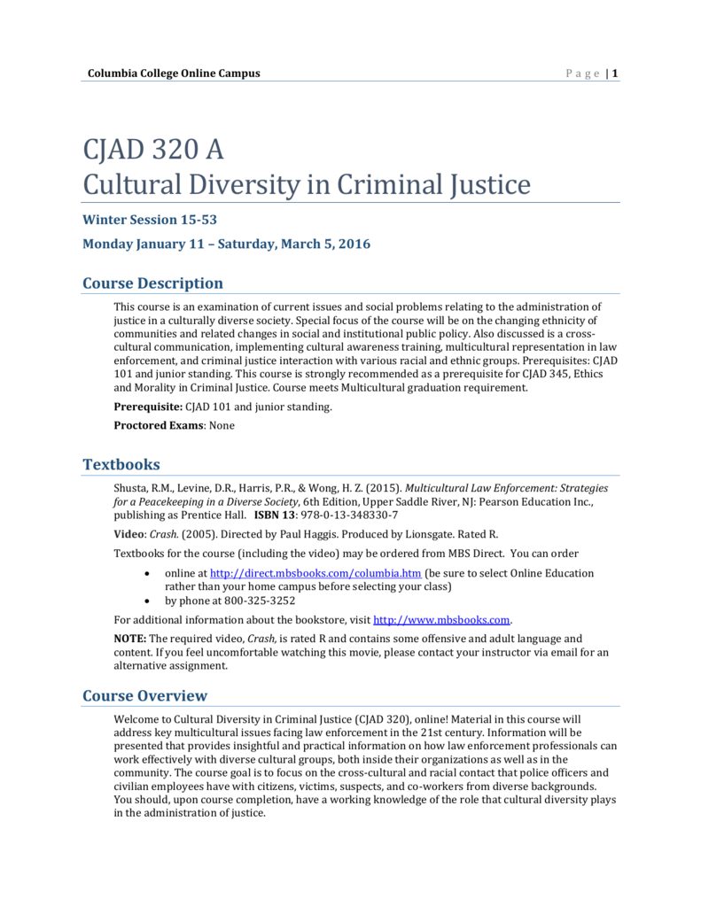 Cja344 Cultural Diversity in Criminal Justice
