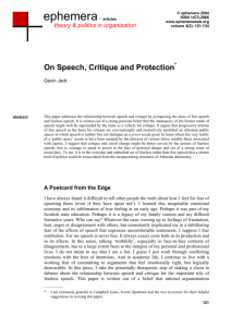 On Speech, Critique and Protection
