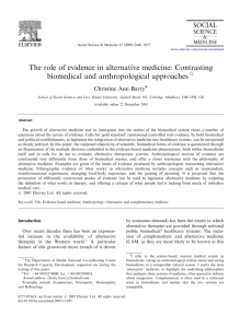 The role of evidence in alternative medicine: Contrasting biomedical
