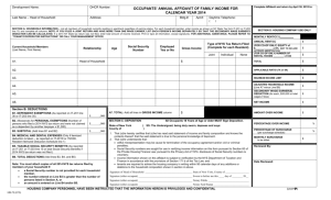 Occupants' Annual Affidavit of Family Income for Calendar Year