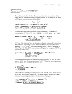 Moorpark College Chemistry 1A Mock Exam #1 ANSWER KEY