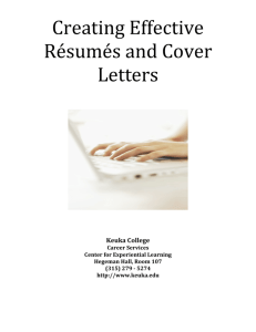 Résumé and Cover Letter Guide - Center for Experiential Learning