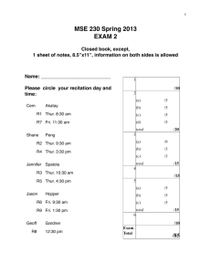 MSE 230 Spring 2013 EXAM 2