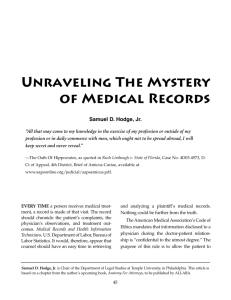 UNRAVELING THE MYsTERY OF MEDIcAL REcORDs