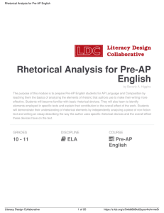 Rhetorical Analysis for Pre-AP English
