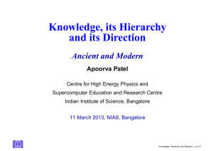 Knowledge, its Hierarchy and its Direction: Ancient and Modern