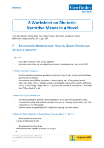 8 Worksheet on Rhetoric: Narrative Means in a Novel
