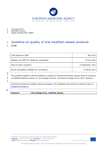 Guideline on quality of oral modified release products