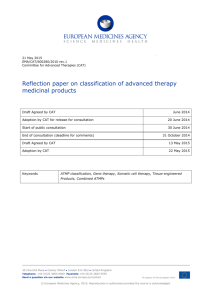 Reflection paper on classification of advanced therapy medicinal