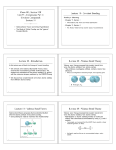 Lecture 18 - Covalent Bonding Lecture 18