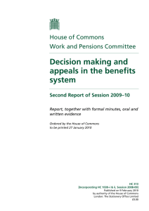 Decision making and appeals in the benefits system