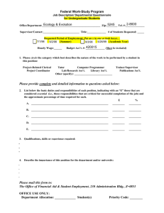 Federal workstudy - undergrad questionnaire