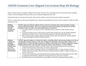 SAUSD Common Core Aligned Curriculum Map HS Biology