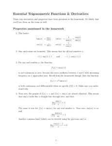 Essential Trigonometric Functions & Derivatives