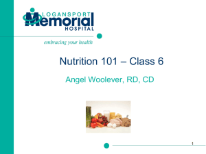 Nutrition 101 – Class 6 - Logansport Memorial Hospital