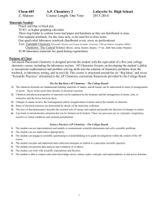 Chem 605 A.P. Chemistry 2 Lafayette Sr. High School Z. Matson