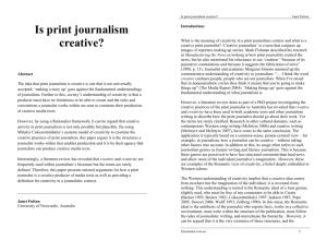 Is print journalism creative? - eJournalist
