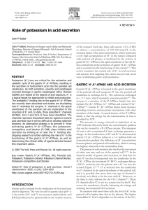 Role of potassium in acid secretion