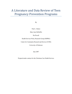 A Literature and Data Review of Teen Pregnancy