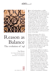 Reason as Balance - Cambridge Muslim College