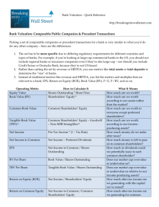 Bank Valuation: Comparable Public Companies & Precedent