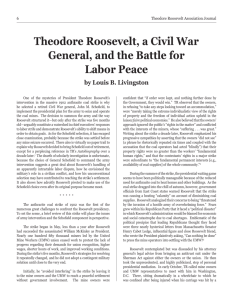 Theodore Roosevelt, a Civil War General, and the Battle for Labor