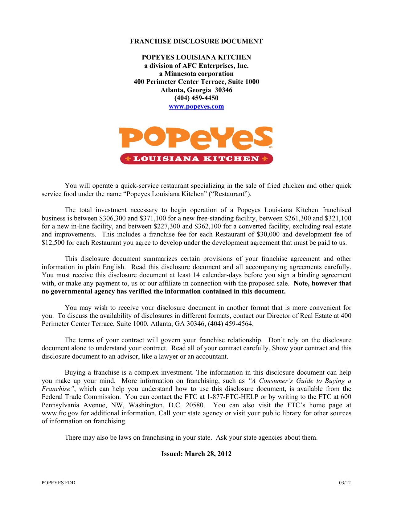 franchise-disclosure-document-for-popeyes