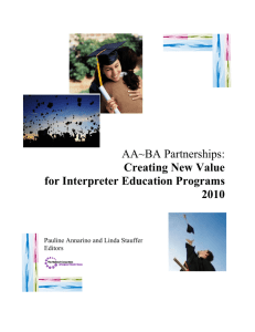 Creating New Value for Interpreter Education Programs 2010