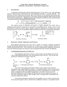 Chem 4563 Organic Qualitative Analysis Aldehydes and Ketones