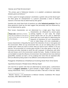 Genes and Their Environment Polygenic Inheritance