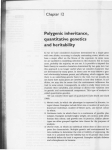 Polygenic inheritance, quantitative genetics and heritability