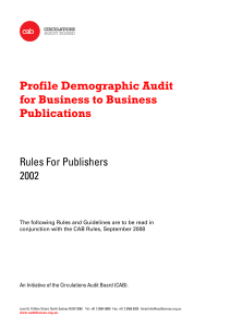 Profile Demographic Audit for Business to Business Publications