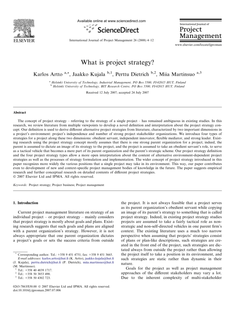 What Is Project Strategy 