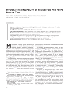 interexaminer reliability of the deltoid and psoas muscle test