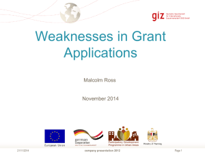 Presentation Weaknesses in Grant Applications Workshop Nov 2014