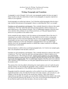 Writing: Paragraphs and Transitions