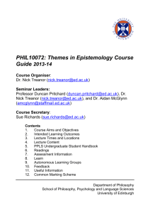 PHIL10072: Themes in Epistemology Course