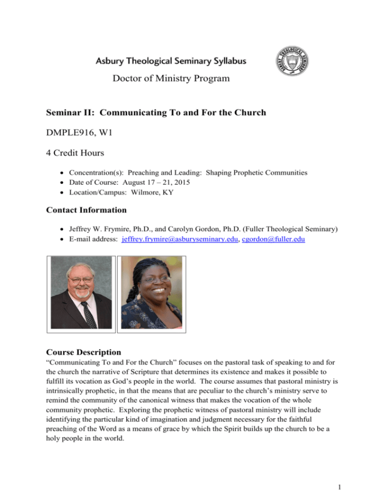 Seminar II Asbury Theological Seminary Seminar II Asbury Theological Seminary