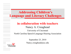 Session 16 Handouts - North Carolina Speech Hearing & Language