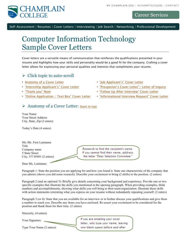 Sample Information Technology Cover Letter from s3.studylib.net