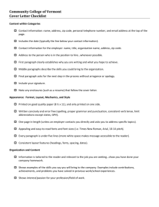 Community College of Vermont Cover Letter Checklist