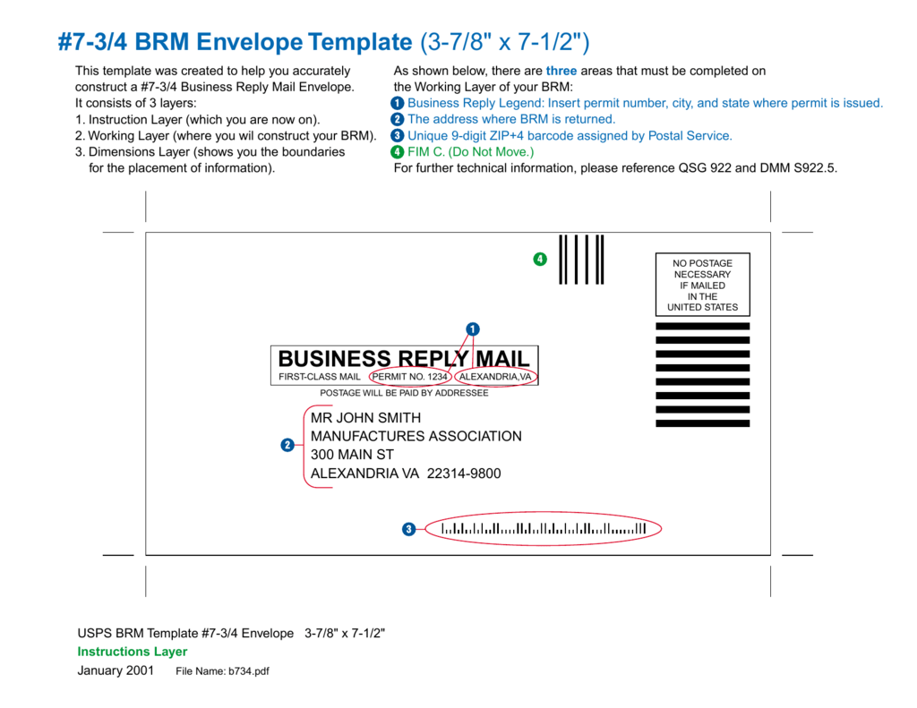 22-22/22 BRM Envelope Template (22-22/22" x 22 Within Usps Business Reply Mail Template