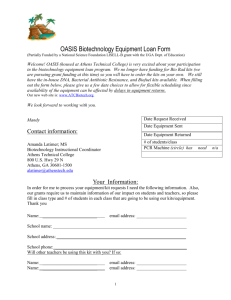 2007 Summer Biotechnology Academy Registration Form