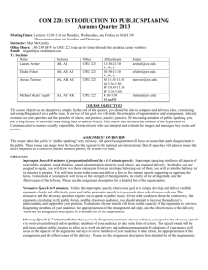 COM 220: INTRODUCTION TO PUBLIC SPEAKING Autumn Quarter